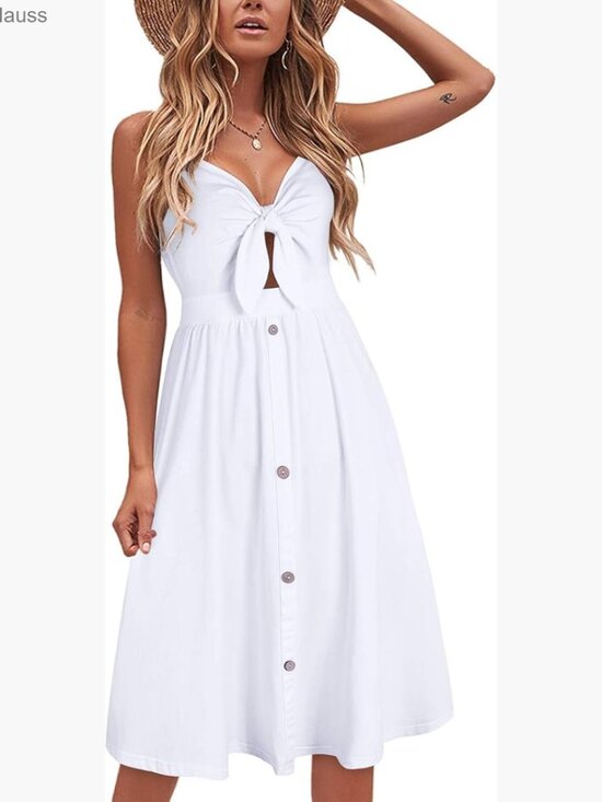 Dresses & Skirts - V-Neck Sleeveless Midi Dress with Pockets, Adjustable Straps, Floral Print